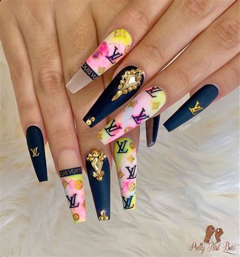 nail foil lv|louis vuitton style nails.